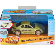 Hot Wheels: 1999 Nissan Skyline GT-R (R34) natiahací autíčko 1/43 - Mattel