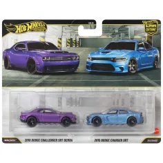 Hot Wheels: Deluxe 2018 Dodge Challenger SRT Demon a 2015 Dodge Charger SRT malý automobil 2 ks balenie 1/64 - Mattel