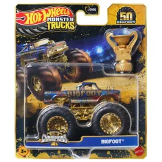 Hot Wheels Monster Trucks: Bigfoot šampión autíčko s trofejou 1/64 - Mattel
