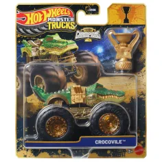 Hot Wheels Monster Trucks: Krokodíl šampión monster autíčko s trofejou 1/64 - Mattel