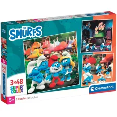 Hupikék trpaslíci dobrodružstvá 3x48ks supercolor puzzle - Clementoni