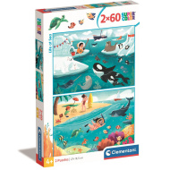 Život na mori supercolor 2 v 1 puzzle 2x60 ks - Clementoni