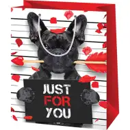 Just for You, darčeková taška normálnej veľkosti so vzorom psa 11x6x15cm