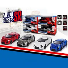 Kovový športový automobil na ťahanie s svetlom a zvukom 1/43