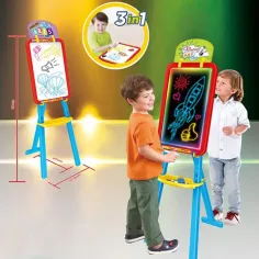 LED podsvietená multifunkčná tabuľa na kreslenie 3 v 1 v chlapčenskej farbe obrázok 2
