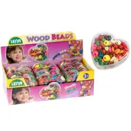 LENA: Set drevených korálikov v srdiečkovom zásobníku