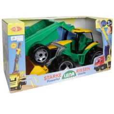 LENA: Veľký traktor s čelným nakladačom a prívesom zeleno/žltý 108 cm obrázok 2