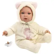 Llorens: Bábika Julia v dupačke s uškami a cumlíkom 42cm