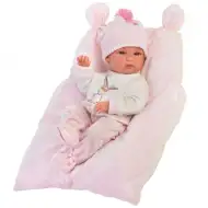 Llorens: Bimba novorodeniatko, dievčatko s vankúšom a pletenou čiapkou 35 cm