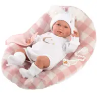 Llorens: Mimi Llorana 42cm plačúca bábika s kockovanou posteľou