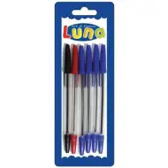 Luna: Guľôčkové perá, set/4 modré, 1 červené a 1 čierne pero