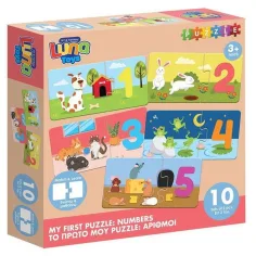 Luna: Prvé skladačky – Hravé počítanie od 1 do 10 10x2 ks párovací rozvojový puzzle