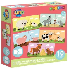 Luna: Prvé skladačky – Zvieracie mamičky a ich mláďatá 10x2 ks párovací rozvojový puzzle obrázok 1