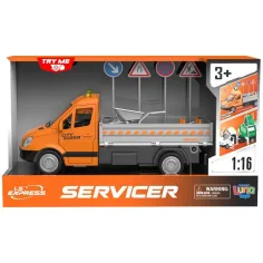 Luna: Servicer údržbový nákladný automobil s svetlom, zvukom a dopravnými značkami 1/16 obrázok 1