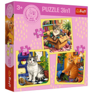 Mačacie radostné chvíle 3 v 1 puzzle 50, 36 a 20 dielikov - Trefl