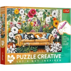 Mačky v kvetinovej záhrade – 500 ks Creative puzzle – Trefl