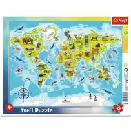 Mapa sveta so zvieratami 25 dielne rámové puzzle - Trefl