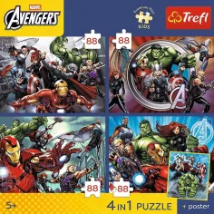 Marvel Avengers - 4 x 88 ks Premium Plus Kids puzzle - Trefl obrázok 2