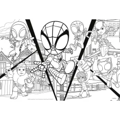 Marvel Spidey bojuje 2 v 1 24-dielne puzzle a omaľovánka 50x35cm - Lisciani obrázok 2