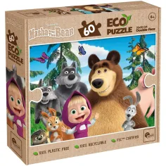 Mása a medve 2 v 1 60ks Eco puzzle a farbička 70x50cm - Lisciani