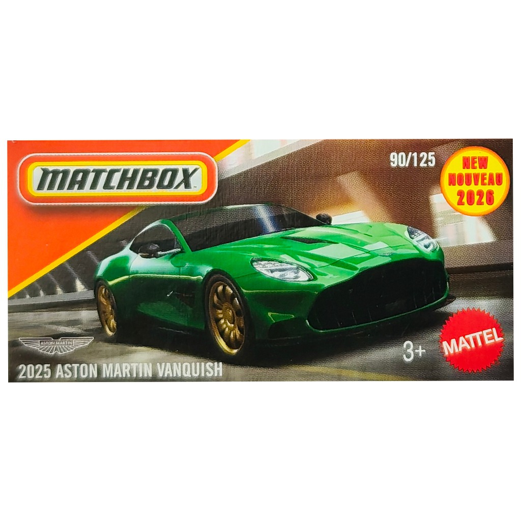 Matchbox: 2025 Aston Martin Vanquish zelené papierové autíčko 1/64 – Mattel