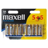 Maxell: Alkalické stužkové batérie 1.5V AA LR6 5+5ks blisterové balenie