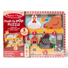 Melissa&Doug Push to Pop Puzzle – Šťastné sliepky drevený rozvojový puzzle - Spin Master