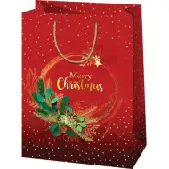 Merry Christmas veľká červená darčeková taška 27x14x33cm