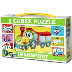 Mini rozprávková kocka s veselými vozidlami 6ks - D-toys
