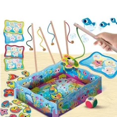 Montessori detská drevená magnetická rybárska hra obrázok 2