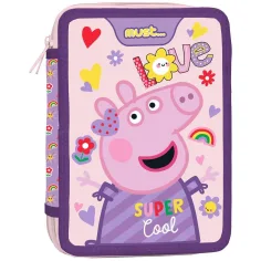 Must: Peppa Prasiatko dvojposchodový plnený peračník 15x21x5cm