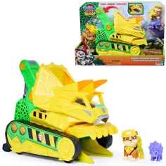 Paw Patrol Dinosaurus Film: Chomp & Rescue hryzavé vozidlo s figúrkou Rubble - Spin Master
