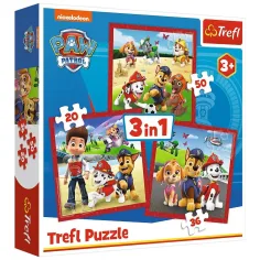 Paw Patrol: Šťastné psíky 3 v 1 puzzle - Trefl