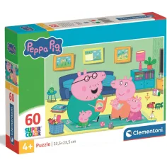 Peppa Prasiatko rodinná zábava 60ks Supercolor puzzle - Clementoni