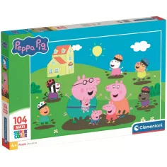 Peppa prasiatko Veselá skákanie do kaluže 104 ks maxi puzzle – Clementoni