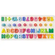 Písmená a čísla, drevená vkladačka, hračka na rozvoj zručností - Woodyland