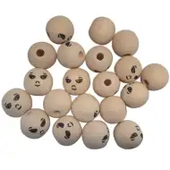PlayBox: Drevené guličky s rôznymi tvárami, priemer 22 mm, 20 ks