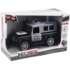 Terénne policajné auto s kolieskami a svetelnými a zvukovými efektmi v mierke 1/20