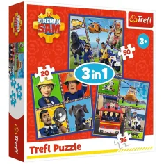 Požiarnik Sam 3 v 1 50, 36 a 20 ks puzzle - Trefl