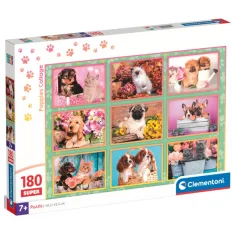 Psy a mačiatka Super puzzle 180 ks - Clementoni