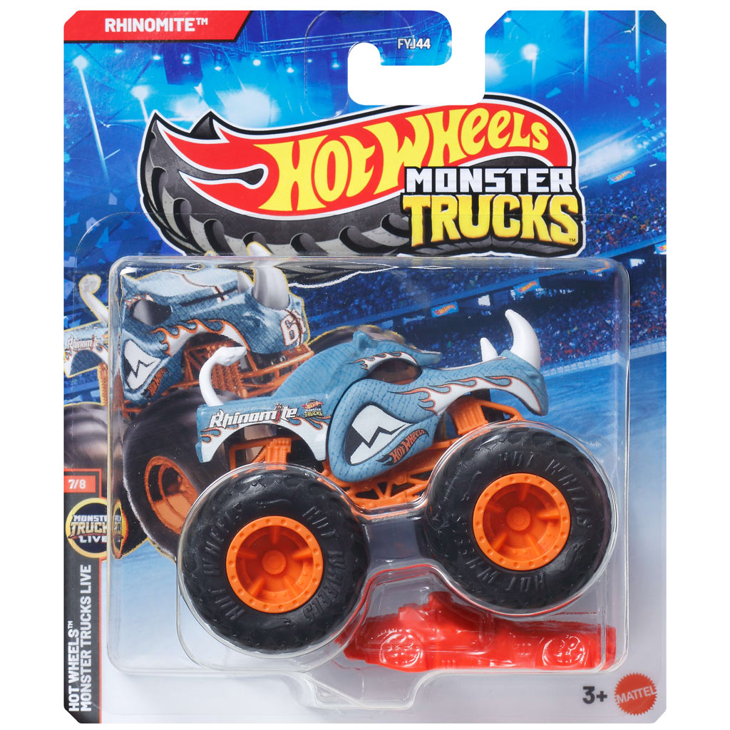 Hot Wheels Monster Trucks: Rhinomite modrý monster autíčko 1/64 - Mattel