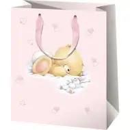Ružová darčeková taška so vzorom medvedíka 11x15x6cm