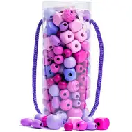 Ružové drevené perličky v tégliku