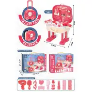 Ružový kadernícky set 2v1 v kufri na kolieskach