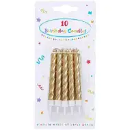 Skrútená zlatá sviečka 10 ks set