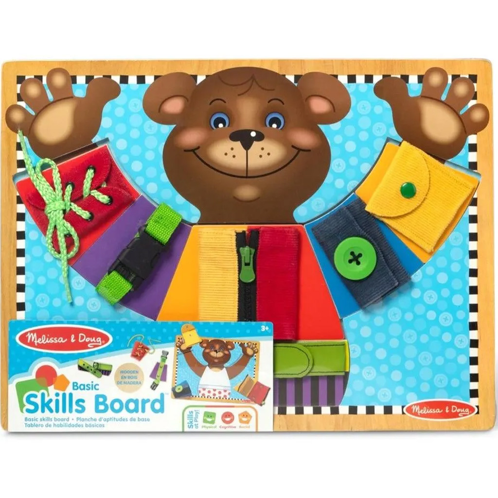 Medvedíková základná zručnosť drevená tabuľa rozvojová hračka - Melissa & Doug