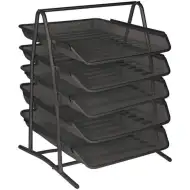 Spirit: 5 poschodový výsuvný zásobník na dokumenty z čiernej kovovej sieťoviny