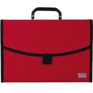 Spirit: Červený držiak na dokumenty A4 s rúčkou 12 priehradiek