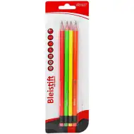 Spirit: Fluo grafitová ceruzka s gumou 4 dielny set