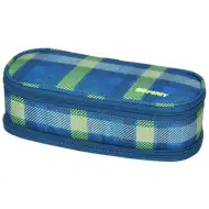 Spirit: Modro-zelený kockovaný oválny peračník 23x10cm